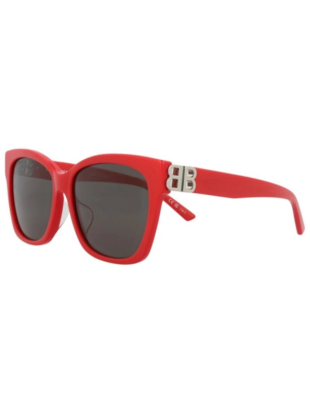 New Balenciaga Women's Sunglasses Cat Eye Recycled Acetate Frame Red Silver Grey
